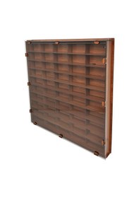 Resim Ceviz Şeffaf Kapaklı Ahşap Hobi Araba Rafı 