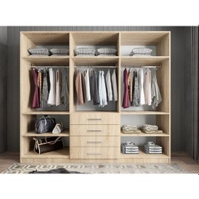 Resim Biray 6 Kapaklı Gardırop Dolap Meşe 208 Cm Montaj Dahil 