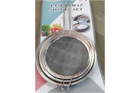 Resim Feyza Design Paslanmaz Çelik 3'lü Çok Amaçlı Çay Süzgeç Seti 