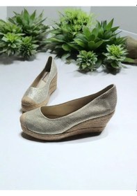 Resim Hasır&keten Dolgu Topuk Ayakkabı Altın 