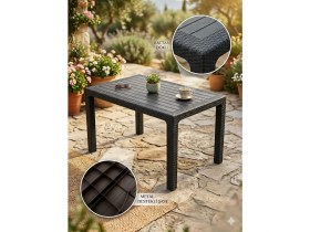 Resim Evko Mobilya Rattan 80X140 Masa, Plastik Masa, Bahçe Balkon Teras Masası, Kare Masa, Dış Mekan Masası 