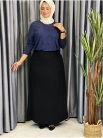 Resim Butik büyük beden Yırtmaçlı Krep Etek 