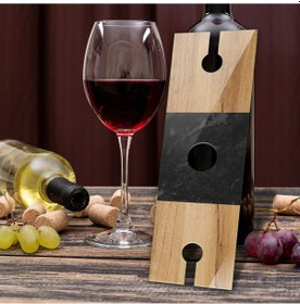 Resim Cam Şarap Şişesi Ve Kadeh Tutucu Aldo 10cm X 32cm 
