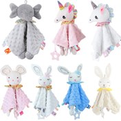 Resim Yumuşak Çocuklar İçin Rahatlatıcı Peluş Havlular - Pembe, Mavi, Gri, Beyaz Renklerde Yumuşak, Sarılabilir Çocuk Oyuncakları | Fil, Tek Boynuzlu At, Zebra, Tavşan Tasarımları | Noel, Cadılar Bayramı, Şükran Günü Hediyeleri, Çocuk Oyuncakları İçin İdeal 