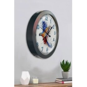 Resim Bahat Salon Ofis Duvar Saati Gri Metal Çerçeve 36 cm 