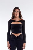 Resim LorraJo Pencere Detaylı Buzı Crop Top 
