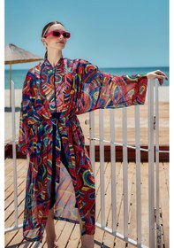Resim Remsa Mayo Remsa Tesettür Mayo Üzerine Tek Kaftan Kimono Pareo Lacivert01 Rp029 Tuna Lacivert01 