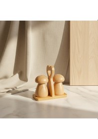 Resim Bambu 2'li Tuzluk Biberlik Baharatlık Doğal Suya Dayanıklı Açık Ahşap 