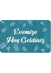 Resim Dijital Baskılı Hoş Geldiniz Yazılı Çiçek Desenli Kapı Önü Paspası İç Ve Dış İçin Yıkanabilir Kaymaz Kahverengi 