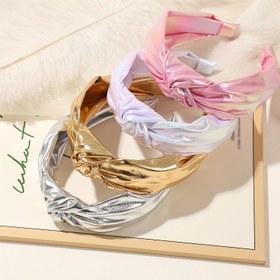 Resim Yetişkinler için Geniş Kenarlı Düğüm Saç Aksesuarı ile 1 Adet Kadın Kumaş Bandana 