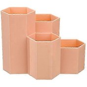 Resim Ganzhoushop Kırtasiye Depolama İçin Turuncu Altıgen Dört Bölmeli Kalemlik - Çeşitli Markalarla Uyumlu 