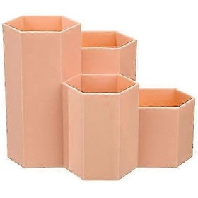 Resim Ganzhoushop Kırtasiye Depolama İçin Turuncu Altıgen Dört Bölmeli Kalemlik - Çeşitli Markalarla Uyumlu 