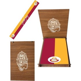Resim Galatasaray Lisanslı Yazılı Sarı Kırmızı Atkı Aslan Ahşap Kutulu Sarı - Kırmızı 