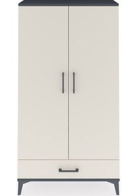 Resim Arges Dolap 4 Raflı Tek Çekmeceli 2 Kapaklı 88x30x163 Antrasit-aytaşı Antrasit 