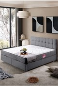 Resim Setay Berlin Çift Kişilik Baza Başlık Letto Yatak Seti - Gri 