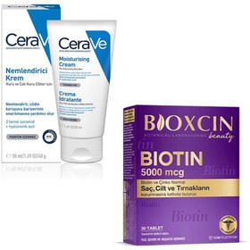 Resim CeraVe Nemlendirici Krem 50 ml (Kuru ve Çok Kuru Ciltler) + Bioxcin Biotin 5000 mcg 30 Tablet 