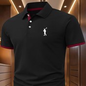 Resim Erkekler için A432 Günlük Golf Gömleği - Nefes Alabilir Yazlık Kısa Kollu, Düğmeli Yaka ve Geometrik Baskılı, İş Görünümlü Dış Mekan Aktiviteleri İçin Esnek Konforlu Geometrik Desenli Tişört | Geometrik Desenli Gömlek | Nefes Alabilen Malzeme 