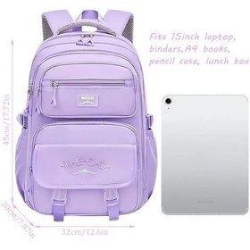 Resim Globalbloom Mor Gri Büyük Kapasiteli Rahat Moda Sırt Çantası 15.6 İnç Laptop Outdoor Seyahat Çantası Mor Gri 