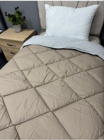 Resim Clasy %100 Pamuk Ranforce Çift Kişilik Yorgan Çift Taraflı Avola V3 Gri-kahve Düz Desenli Kapitoneli Gri 