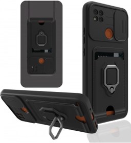 Resim AQUA AKSESUAR Xiaomi Redmi 9c Kılıf Ipli Ve Lens Korumalı Renkli Yüzüklü Askılı Telefon Kılıfı - Siyah 