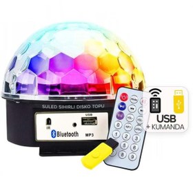 Resim Light up GM-0803B Sihirli Led Dönen Disko Topu Hoparlör Kablosuz USB/Mp3/Bluetooth Kumandalı 360 Derece 
