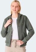 Resim Slazenger MILIO I Kadın Fermuarlı Kapüşonlu Cepli Haki Sweatshirt 