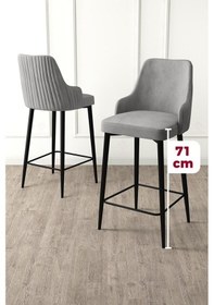 Resim Canisa Enox Serisi 6 Adet Gri Sandalye Mutfak Bar Sandalyesi Babyface Kumaş Siyah Metal Ayak Sandalye Gri Ayaklar Siyah 