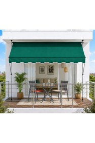 Resim stratecht Ayarlanabilir Teleskopik Balkon Tentesi Yeşil Teras Balkon Güneşlik Bahçe Teras Tentesi 300x130 