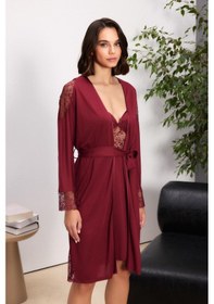 Resim Pierre Cardin Bordo 6'lı Modal Gecelik Sabahlık Çeyiz Seti 5000 Bordo 