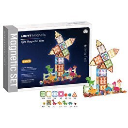 Resim Magnetic Tiles 3D Mıktnatıslı Light Manyetik Yapı Blokları 82 Parça 