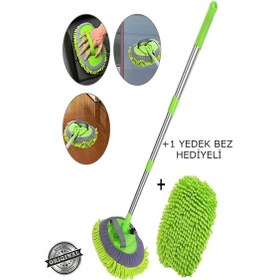 Resim 1 Yedek Bezi Mikrofiber Çok Fonksiyonlu Teleskopik Sopalı Oto Araba Yıkama Temizleme Fırçası Mopu 