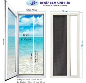 Resim Deniz Cam Sineklik Plise Yatay Sineklik Pileli Plise Akordiyon Sürme Katlanır Sineklik Maun 