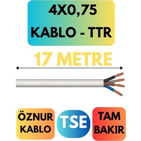 Resim Öznur 4x0,75 Ttr Kablo Metre Seçenekli Beyaz - 17 Metre 