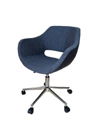 Resim Büro Koltuğu çalışma Sandalyesi Lacivert Renk Keten Kumaş Krom Yı 