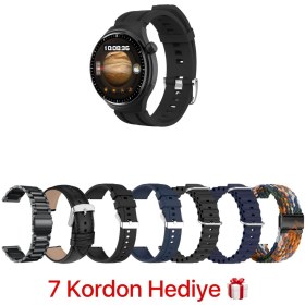 Resim QÜMÜŞ Watch 4 Pro Suit Yuvarlak Ekranlı 7 Kordonlu Akıllı Saat Samsung Galaxy S24 Uyumlu 