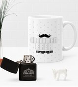 Resim Bk Gift Kişiye Özel Kahraman Baba Benzinli Çakmak Ve Kupa Seti-3 