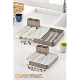 Resim ModaCar Açılır-Kapanır Bulaşıklık - Bulaşık Durulama Sepeti Tabaklık Bulaşık Kurutmalık LATTE 
