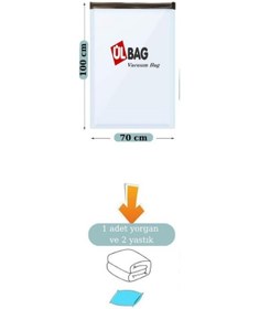 Resim 3 Adet Vakumlu Poşet Seti 70 Cm X 100 Cm Büyük Boy Yastık, Battaniye, Elbise Vakumlu Hurç Şeffaf 