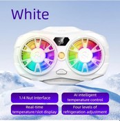 Resim Challenger Beyaz Rgb Işık Efektli Aı Akıllı Sıcaklık Kontrollü Çift Çekirdekli Telefon Soğutucu 4 Seviyeli Soğutma Uzatılabilir Kol Klipsi Çift Fan 
