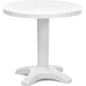 Resim 80 Cm Plastik Yuvarlak Bahçe-balkon Masası Beyaz 