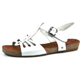 Resim Beatrice 305 Deri Beyaz & Kahverengi Kadın Bodrum Sandalet 