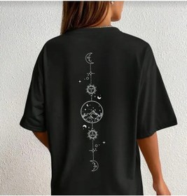 Resim Panda Baskı Tekstil Gündüz&gece Baskılı Özel Tasarım Oversize Tshirt Siyah 