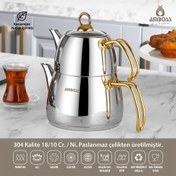 Resim Amboss Aquamarine Special Gold Kulplu Paslanmaz Çelik Çaydanlık 
