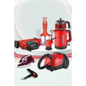 Resim Goldmaster Kırmızı 31 Parça Avantajlı Elektronik Evlilik Paketi Elektrikli Mutfak Çeyiz Seti 