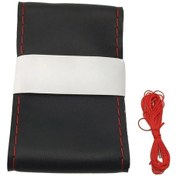 Resim Hightower Dıy Dikim 38cm Direksiyon Kılıfı Siyah Kırmızı Çizgi Kaymaz Deri Siyah Kırmızı Çizgili 