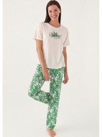 Resim Pierre Cardin 8804 Nature Bej Kadın Kısa Kol Pijama Takımı 001 