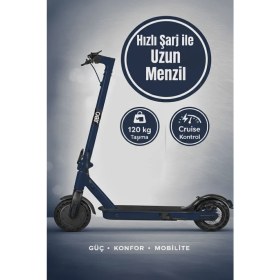 Resim Jibo 503 350 Watt Arka Amortisörlü 120KG. Taşıyabilen Cruise Controllü Elektrikli Scooter Lacivert 