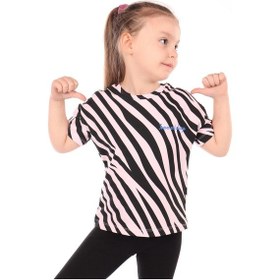 Resim Toontoy Kids Toontoy Kız Çocuk Baskılı Bisiklet Yaka Kısa Kollu Tişört Pembe 