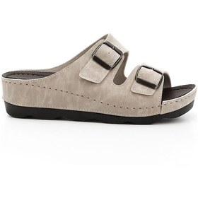 Resim Gönderi R Bej Tokalı Dolgu Topuk Comfort Terlik Bej 