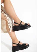 Resim Kadın Kemer Tokalı Sandalet Beyaz-284 Beyaz 